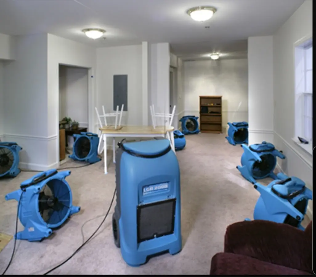 Air movers and dehumidifier setup for Water Damage Restoration in Titusville